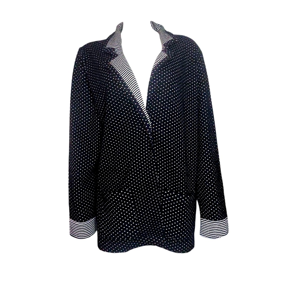 Appleseeds Woman Blazer Womens Plus Size 1X Black Dotted Open Front NWOT